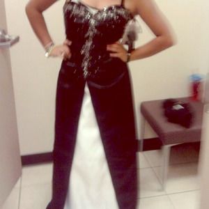 Sweetheart Black and White Prom Dress