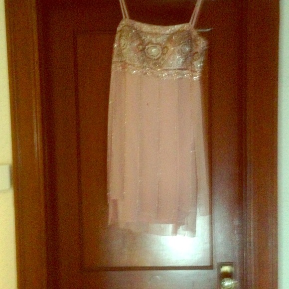 SOLD Amazing unique Blush colored formal dress - Picture 1 of 4