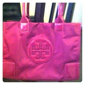 Tory Burch Ella small fuchsia color tote