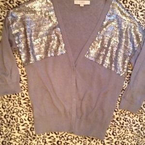 LOFT Sequin Panel Cardigan L