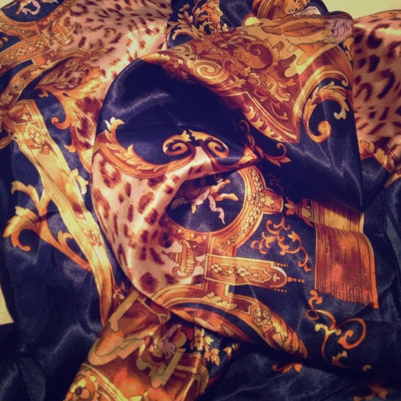 ❗❗SOLD❗❗ Navy Blue, Gold & Leopard Scarf