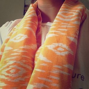 Orange Patterned Infinity Scarf