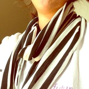 Black and White Stripe Infinity Scarf