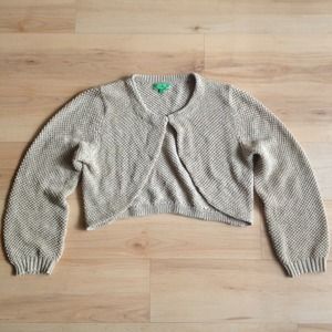 Tibi cream/gold cropped sweater
