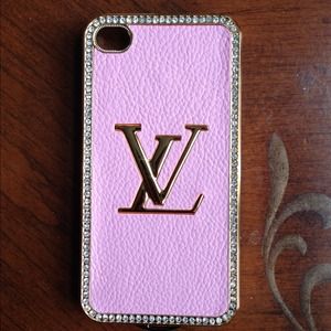 Pink LV case with bling