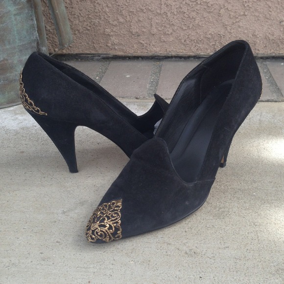Vintage Dolce & Gabbana Style Black Gold Heels - Picture 4 of 4