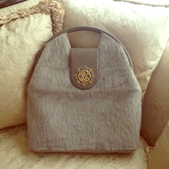1950's VINTAGE RABBIT FUR HANDBAG -- GOLYESTER LA