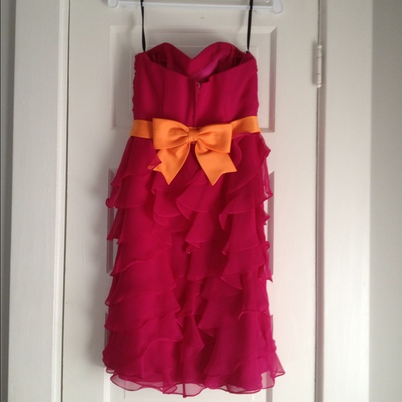 ⬇Eden Fuschia & Orange bridesmaid dress - Picture 2 of 3