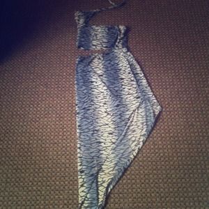 Two-tone Slate Gradient Pattern Cut Out Dress