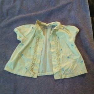 Yellow button up top w/ blue flowers