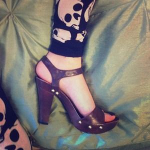 RESERVEDBrown bolted strappy heels