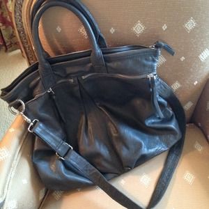 SOLD 100% Leather CRATE&BARREL tote -- used once!!