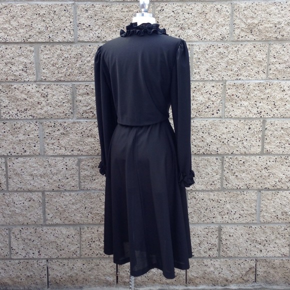 Vintage Black Sheer Ruffle Dress - Picture 2 of 3