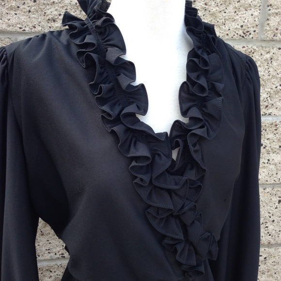 Vintage Black Sheer Ruffle Dress - Picture 3 of 3