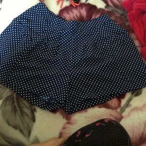 Blue polka dot high waist shorts