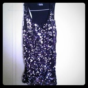 Black and Silver SEQUIN Tanktop