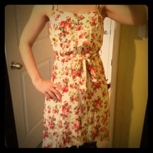 Floral cotton dress hi-low
