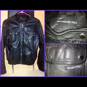 Members Only Leather Bomber Jacket
