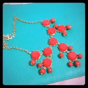 Deep coral and gold bubble necklace!!