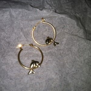 10kt small gold dolphin hoops