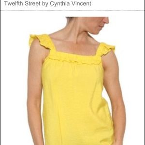 12St by Cynthia Vincent yellow ruffle top- Petite