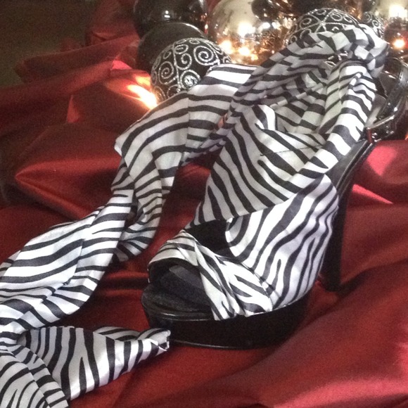 Zebra Satan Wrap Heels