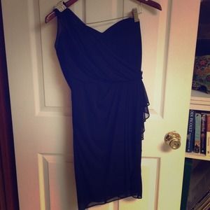 Navy blue one shoulder formal dress