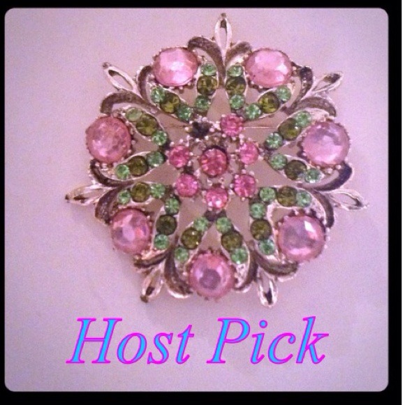 Jewelry - 1.75" Pink/Green Brooch (Read Descr)