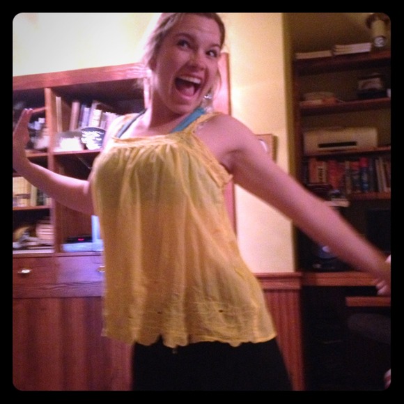 Yellow lace tank