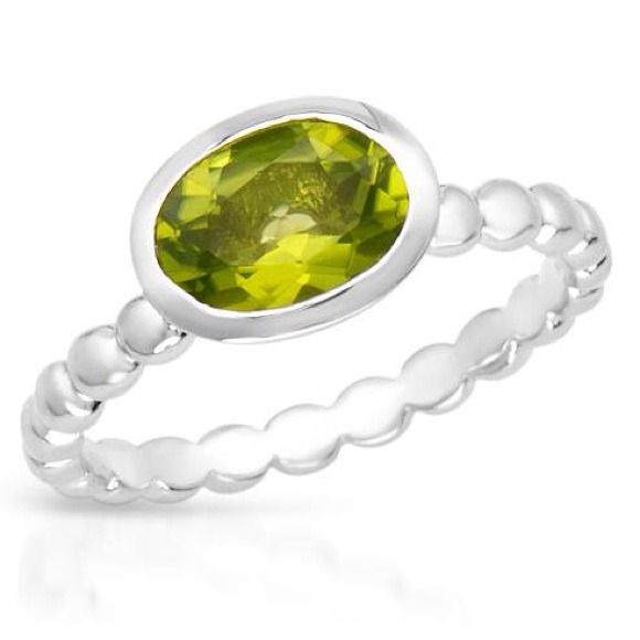 🔴 Genuine Peridot Sterling Silver Stackable Ring