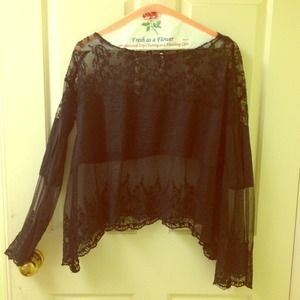 Black free people long sleeved lace top