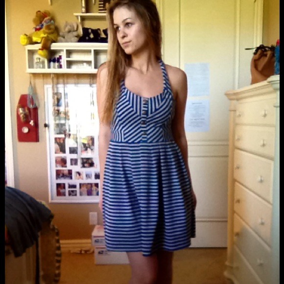 UO Blue and gray striped dress COOL BACK - Picture 2 of 2