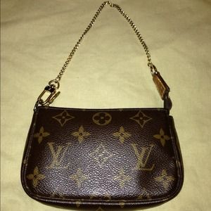 Louis Vuitton Monogram Chain Pochette Wristlet.