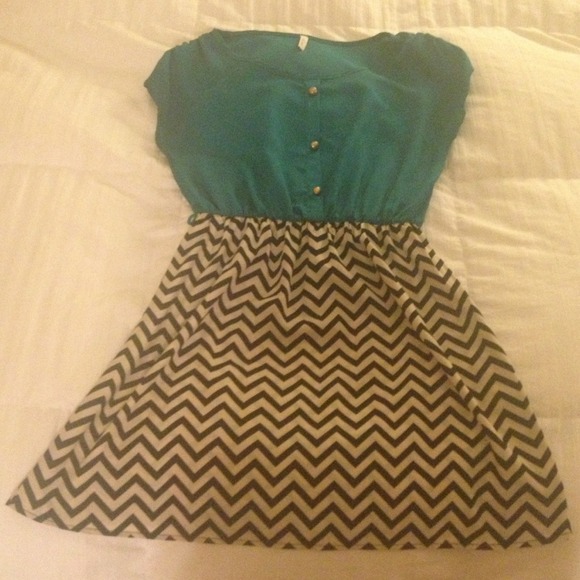 Teal and Chevron Dress