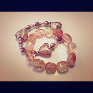 Bundle gemstone & glass bead stretch bracelets💗