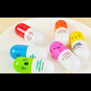 6psc creative vitamin pens with cute emotion