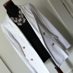Gap white jersey knit fitted blazer with pockets