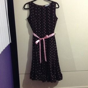 Brown with pink polka dots dress size 8