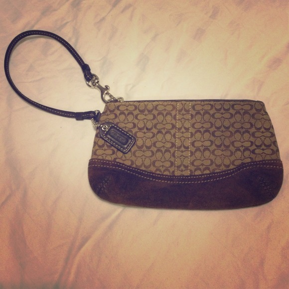 Authentic Coach signature logo wristlet