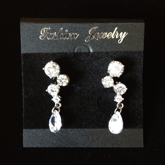 Cubic Zirconia Wedding Earrings - Picture 2 of 3