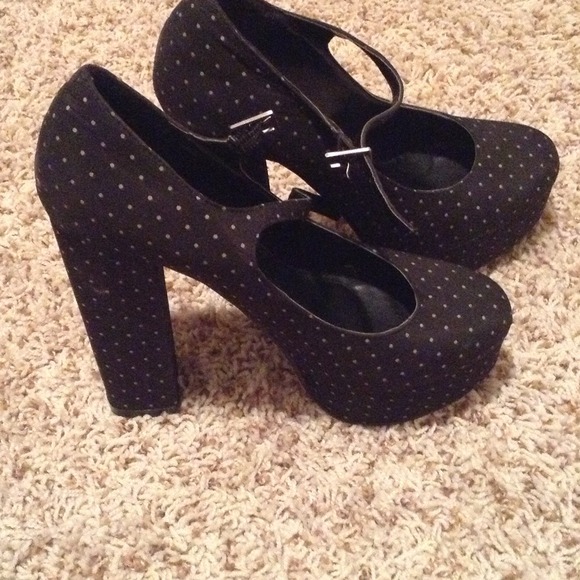 Polka Dot Mary Jane Platform Heels Rockabilly