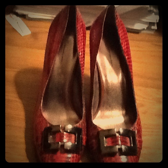 INC snakeskin red square toed pumps REDUCED - Picture 1 of 3