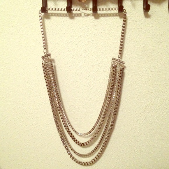SOLD IN BUNDLE: Silver metal chain link necklace
