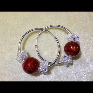 Argollas de plata con swarovski murano...