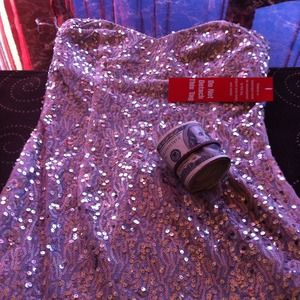 GLAM nude color sequin party dress! Small