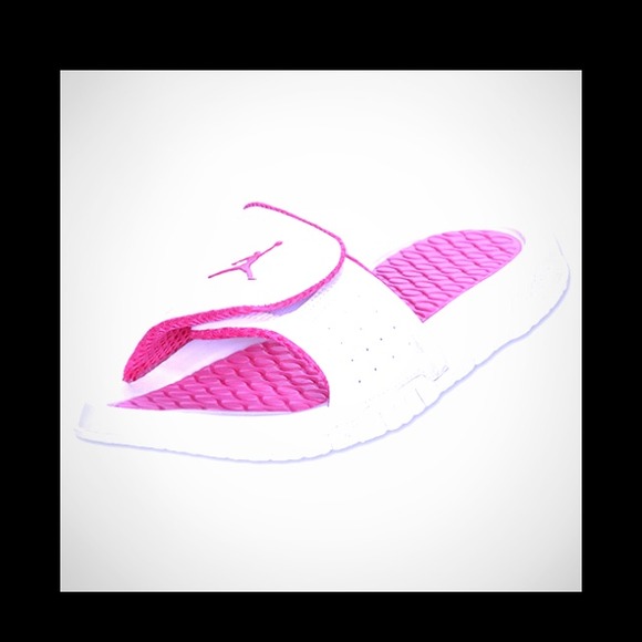 Pink and White Jordan slides