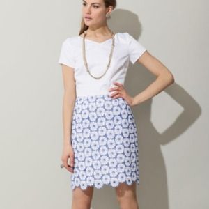 Tocca white cotton dress with contrast skirt