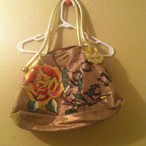 Gold Ed Hardy Purse