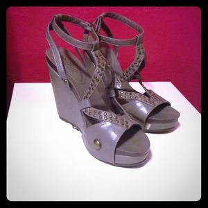 Studded grey wedges