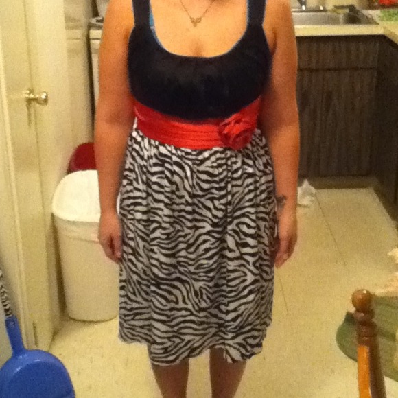 Zebra print/hot pink/black prom dress